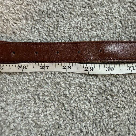 Fossil Patchwork Plaid Leather Belt Brown Brass Buckle Women’s S VGUC - Picture 7 of 9